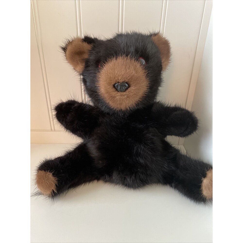ANTHON'S FURS MINK TEDDY BEAR 10" STUFFED BLACK BEAR PRECIOUS PLUSH GIFT!